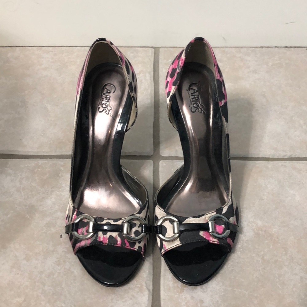 Carlos Hot pink, silver and black heels